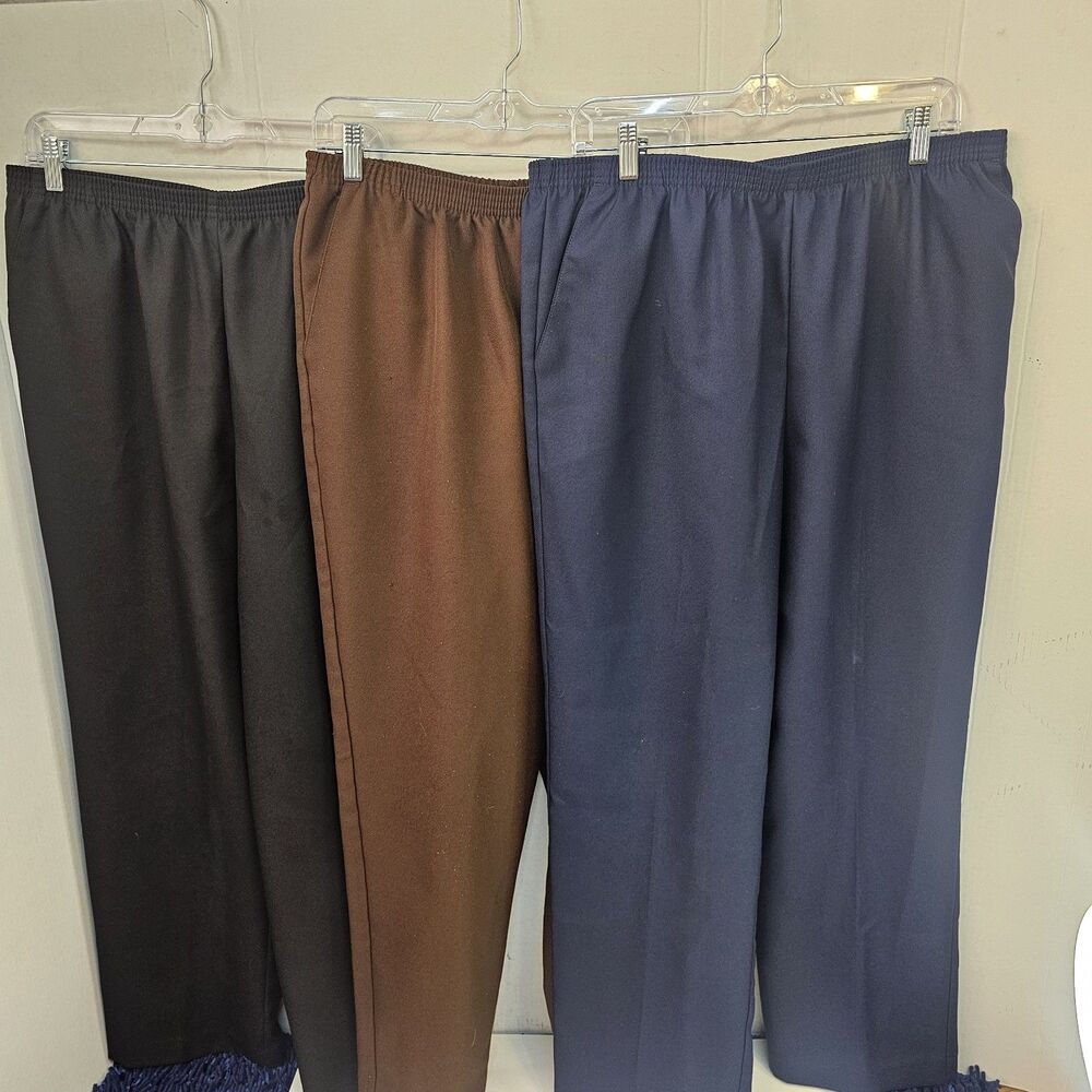 Alfred Dunner Women's Pull-On Dress Pant Lot Sz 16 Black Brown Navy Casual L0212